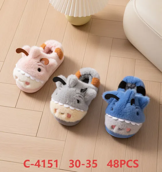 Pantuflas de felpa con diseño de dinosaurio para niños