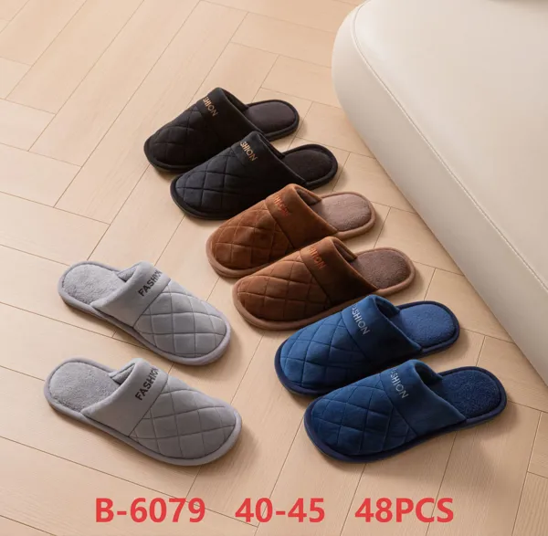 Pantuflas de felpa acolchadas tipo rombo para hombre