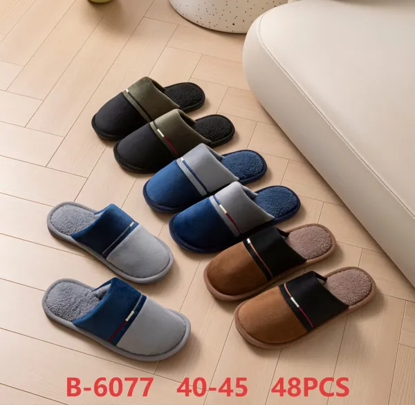 Pantuflas de felpa con diseño bicolor para hombre