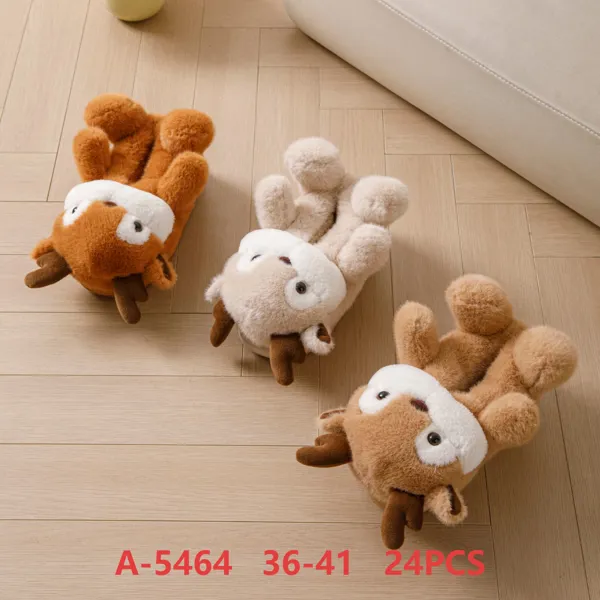 Pantuflas de felpa con diseño de animalito para mujer