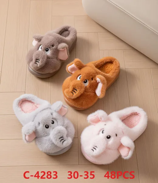 Pantuflas de felpa con diseño de elefante para niños