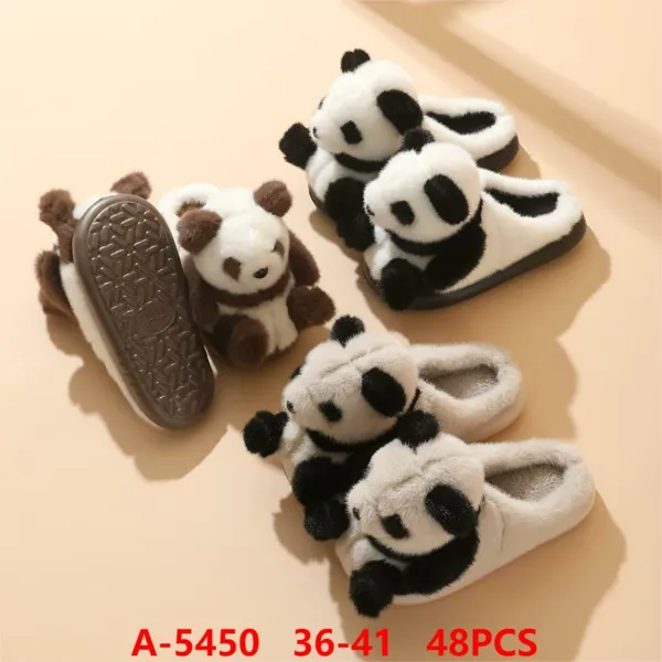 Pantuflas de felpa con diseno de panda para mujer