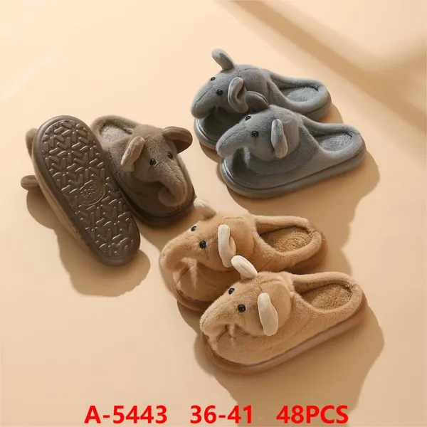 Pantuflas de felpa con diseno de elefante para mujer