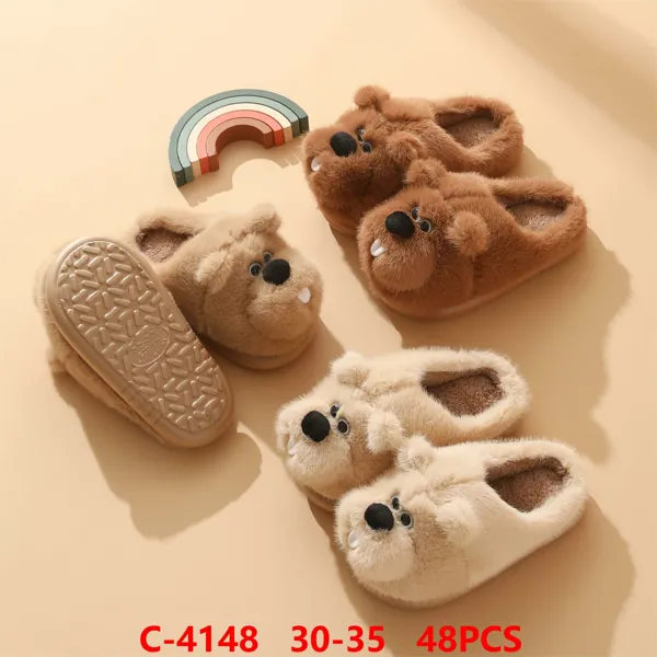Pantuflas de felpa con diseno de osito para ninos