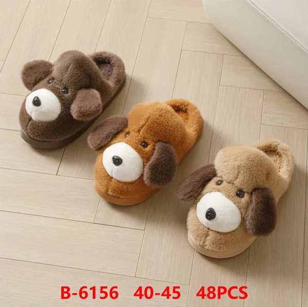 Pantuflas de felpa con diseno de perrito para hombre