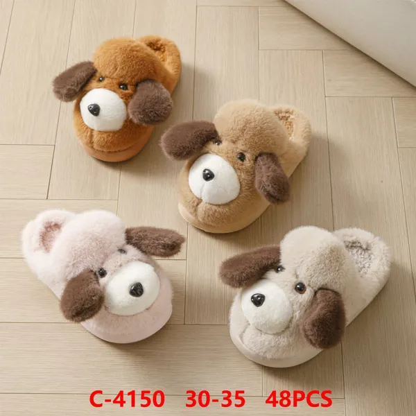 Pantuflas de felpa con diseno de perrito para ninos