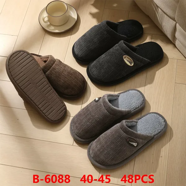 Pantuflas de felpa de pana cerradas para hombre