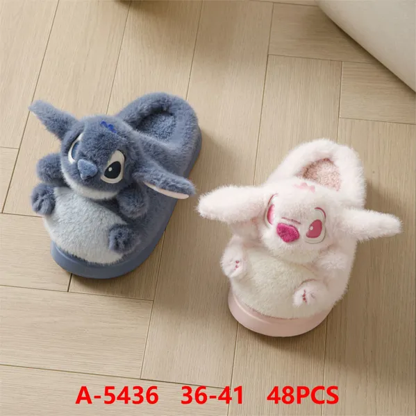 Pantuflas de felpa de Stitch y Angel para mujer