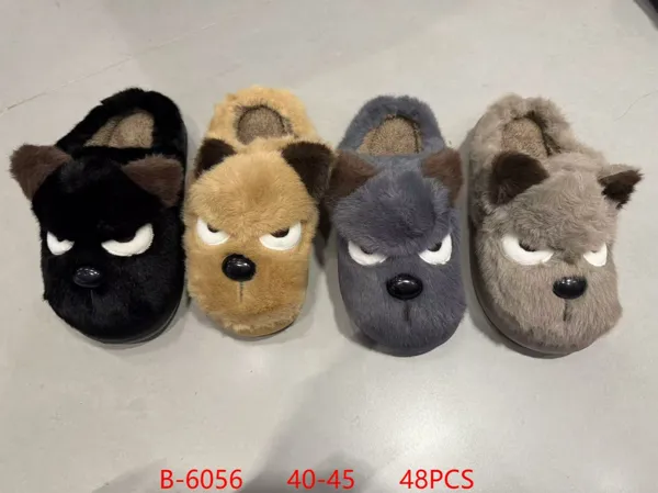 Pantuflas de felpa con cara de bulldog para hombre
