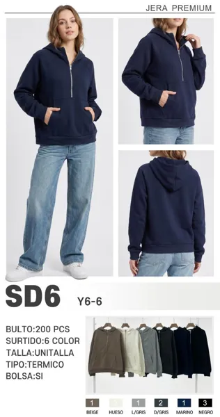Sudadera con capucha y cierre frontal