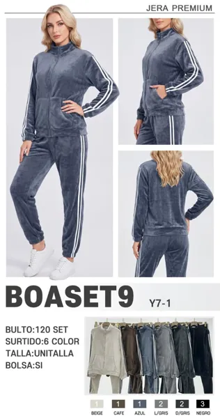 Conjunto deportivo de terciopelo con chamarra de cierre y jogger