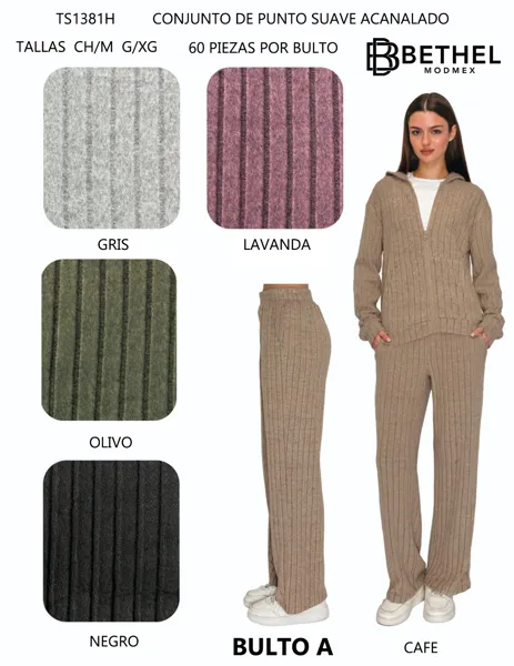 Conjunto de punto suave acanalado