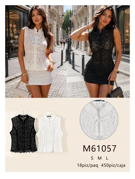 Blusa de encaje sin mangas