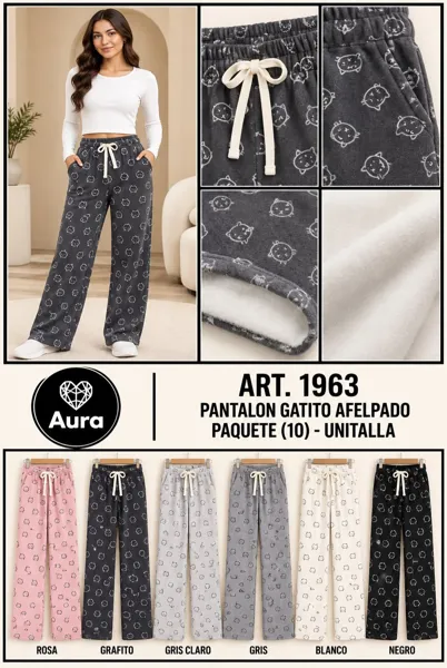 Pantalón gatito afelpado