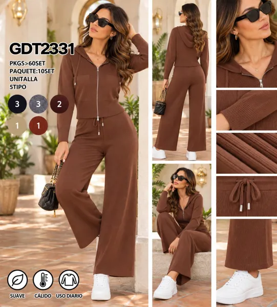 Conjunto de punto con sudadera y pantalón