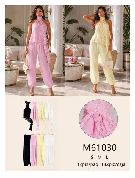 Conjunto de top halter y pantalón