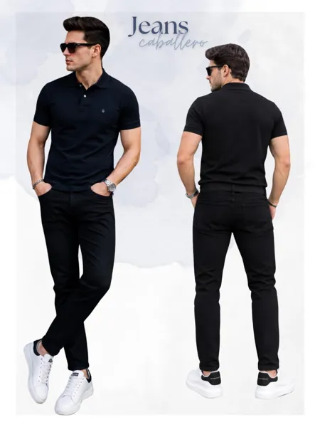 Jeans negros corte slim fit para caballero
