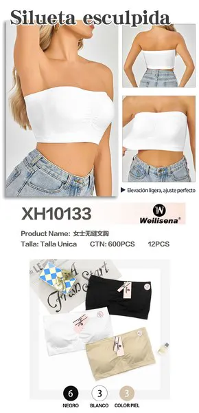 Top bandeau sin costuras sin tirantes