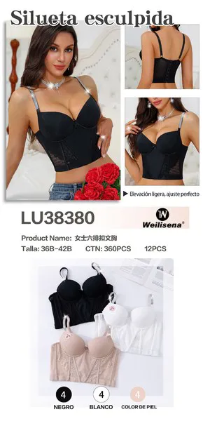 Sostén bustier push-up de encaje copa B