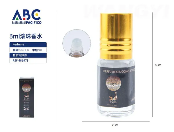 Perfume roll-on Lattafa Yara negro 3ml para mujer