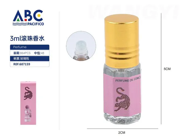Perfume roll-on diseño leopardo rosa 3ml para mujer