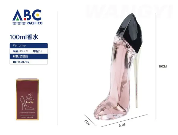 Perfume Sweet Lucky botella de tacón rosa caja vino 100ml para mujer