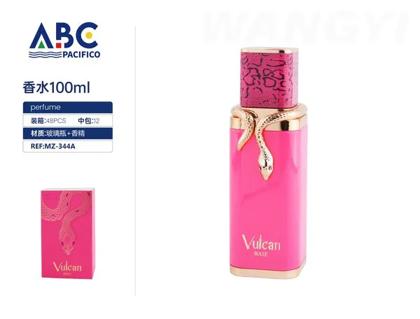 Perfume Vulcan Baie rosa con serpiente dorada 100ml para mujer