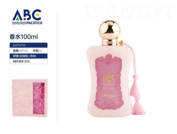 Perfume Zimaya Fatima rosa con borla 100ml para mujer