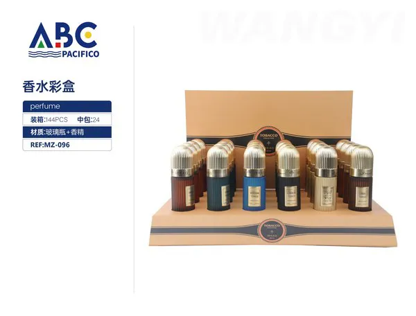Set de perfumes mini Tobacco tapa dorada con exhibidor x24