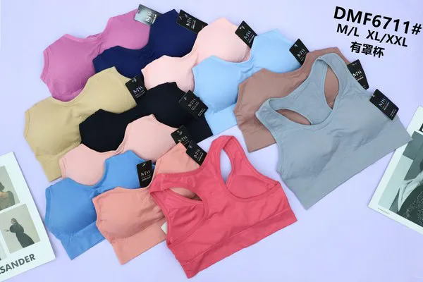 Top deportivo sin costuras espalda olímpica con copas para mujer, paquete de 12