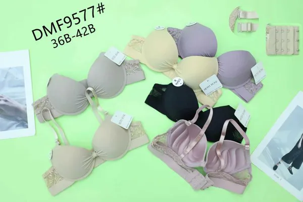 Sujetador push-up de copa moldeada con laterales de encaje para mujer, paquete de 12