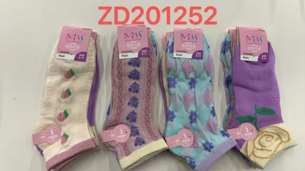Calcetines cortos con estampado floral y rombos para mujer, 12 pares