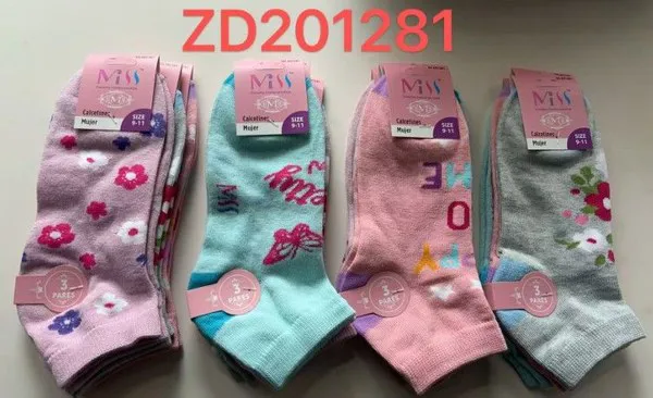 Calcetines cortos con flores y letras estampadas para mujer, 12 pares