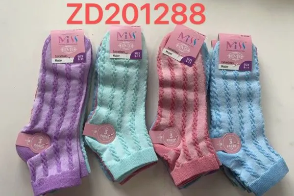 Calcetines cortos con tejido en zigzag en relieve para mujer, 12 pares