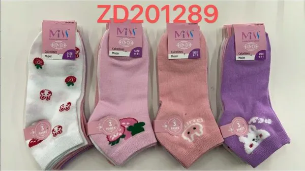 Calcetines cortos con fresas y conejitos para mujer, 12 pares