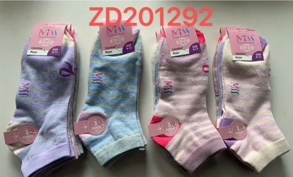 Calcetines cortos a rayas pastel con moño para mujer, 12 pares
