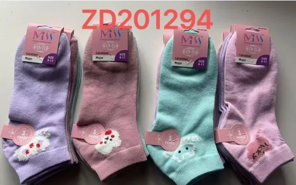 Calcetines cortos con conejito y osito bordados para mujer, 12 pares