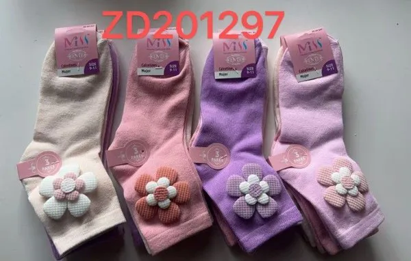 Calcetines lisos con flor de tela para mujer, 12 pares