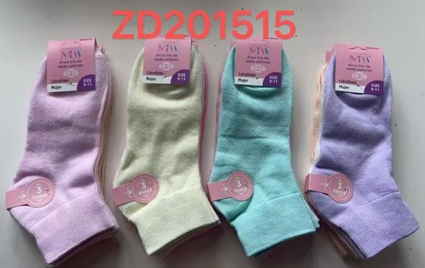 Calcetines cortos lisos para mujer en colores pastel, 12 pares