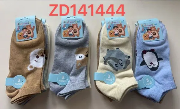 Calcetines cortos infantiles con osito y pingüino para niño, 12 pares