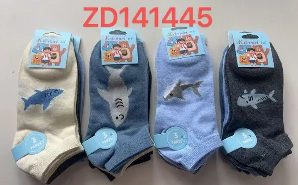 Calcetines cortos infantiles con tiburón para niño, 12 pares
