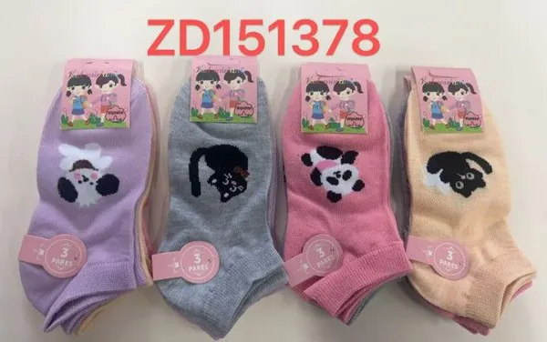 Calcetines cortos infantiles con animalitos para niña, 12 pares