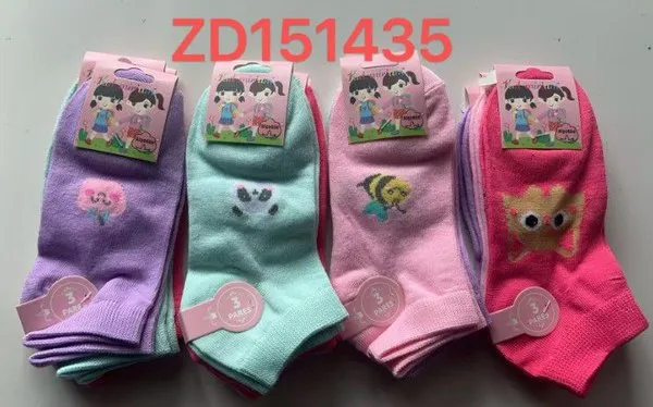 Calcetines cortos infantiles con panda y abejita para niña, 12 pares