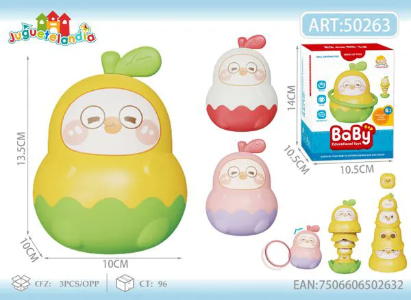 Muñeco apilable tipo matrioshka de pajarito con pera para armar, juguete didáctico