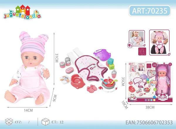 Set de muñeca bebé de vinil 14 pulgadas con portabebé canguro y accesorios de cuidado