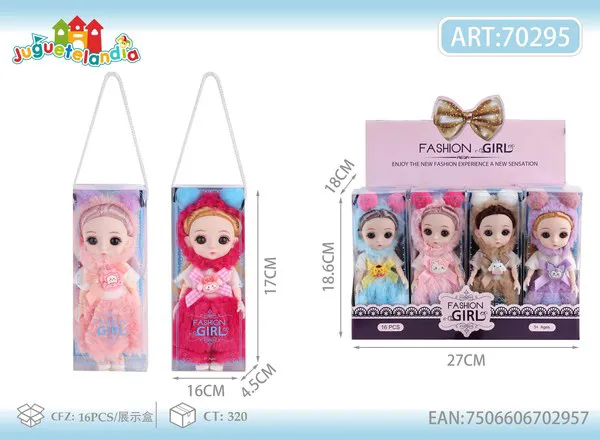 Muñeca articulada de 6 pulgadas con abrigo de peluche y diadema de orejitas