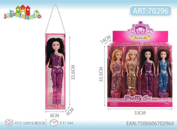 Muñeca de moda de 11 pulgadas con conjunto de lentejuelas brillantes