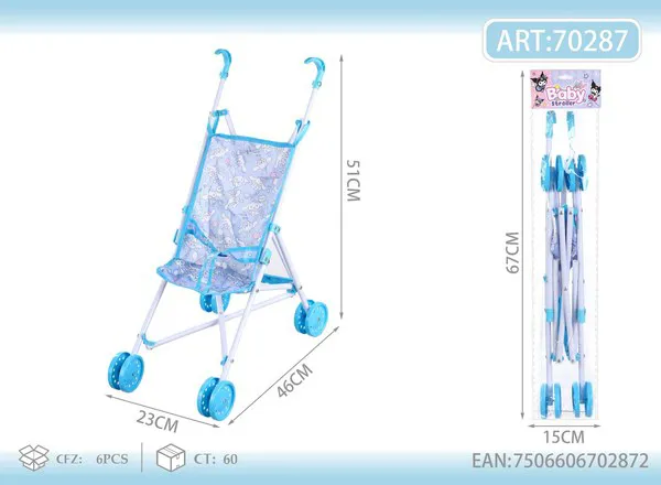 Carriola plegable de plástico para muñeca con estampado de Cinnamoroll