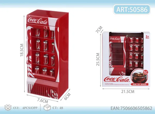 Mini refrigerador de juguete con 12 latas de refresco, 18.5 cm