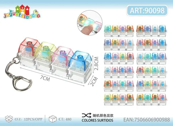 Llavero probador de switches de teclado 4 teclas transparentes con luz